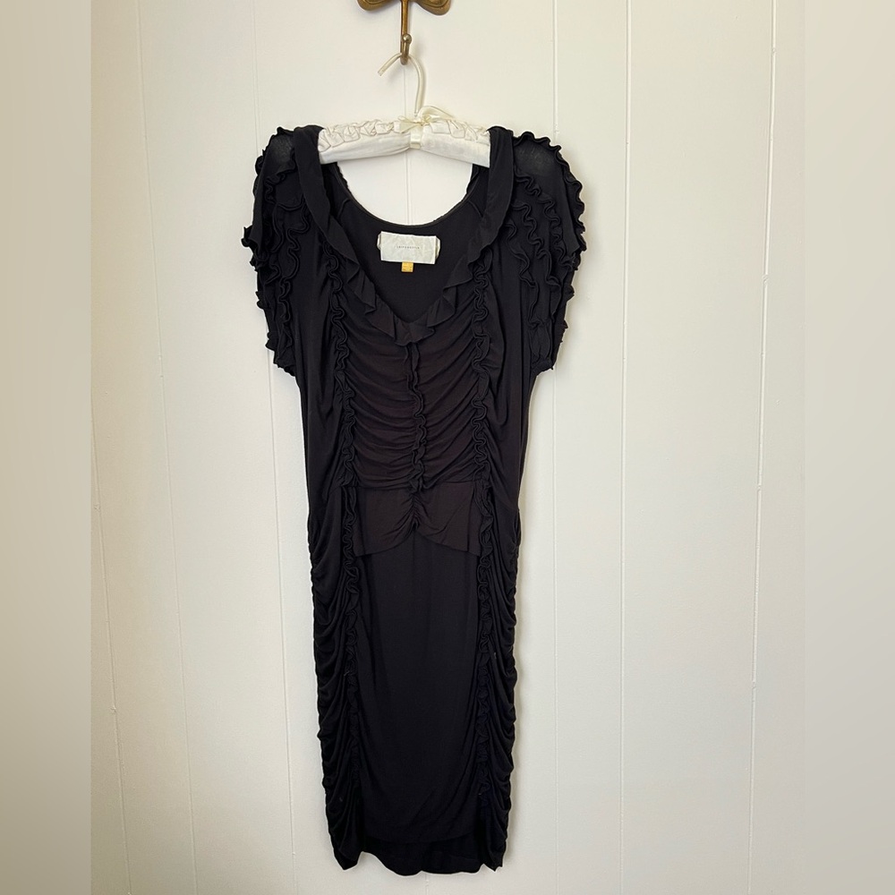 Leifsdottir Black Ruffled Midi Dress